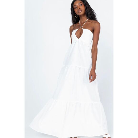 Princess Polly LINCOLN MAXI DRESS WHITE Linen Nwot Size 6 - Picture 2 of 11